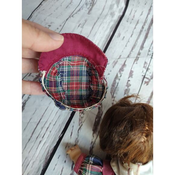 Palm Pals Bean Bag Kids Doll Boy Red Green Plaid, Sad Face Nose Running Read - Picture 3 of 11